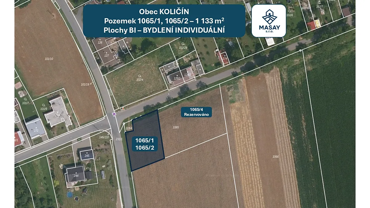 Prodej stavebního pozemku 1133 m²